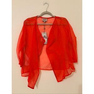 NWT Armani Collezioni Sheer Silk Jacket Top Bright Red Made in Italy IT 42 US 6